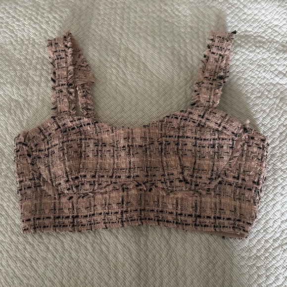 Wild Fable Pink Tweed Crop Top - Picture 2 of 5